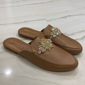 Mystique Mules Size 10 Brown Embellished Crystals NWOT